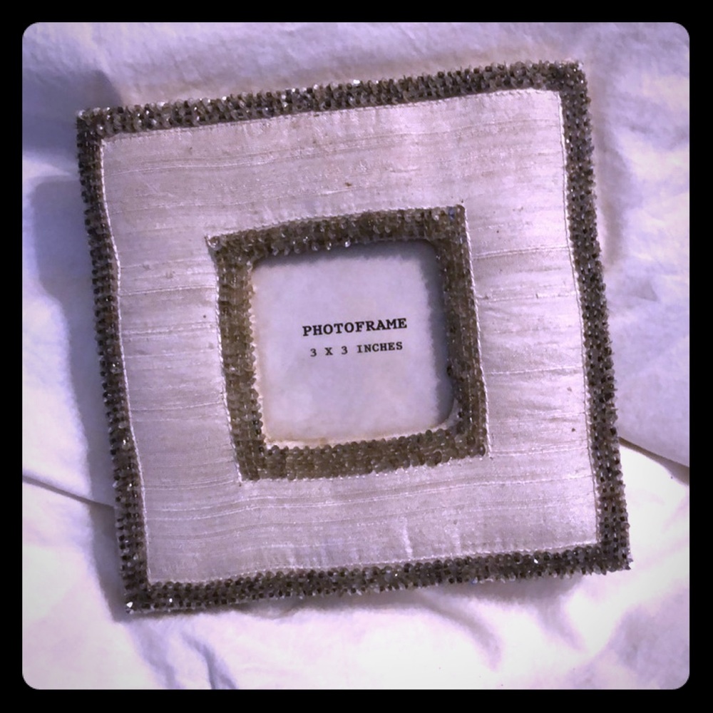 Silver Dupioni Silk Fabric Sequin 3x3 pic square Picture Frame